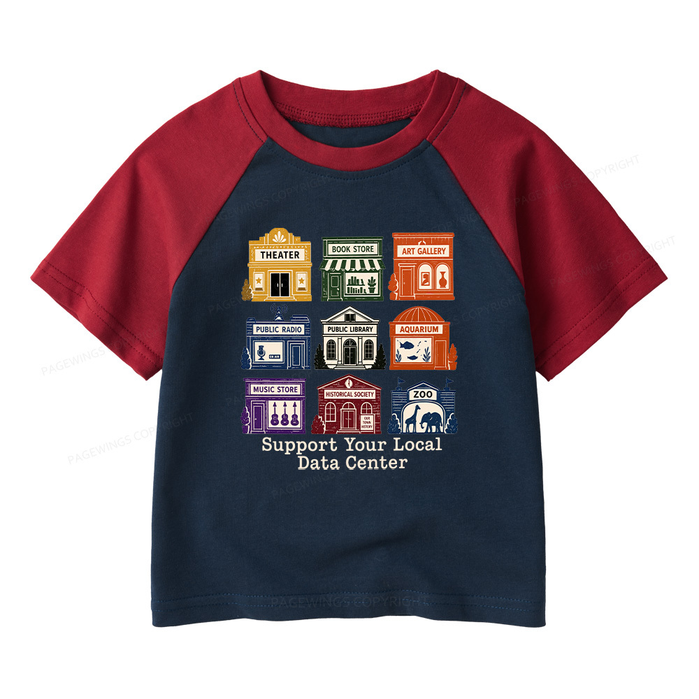 Pagewings Support Your Local Data Center Kids Raglan T-shirt 