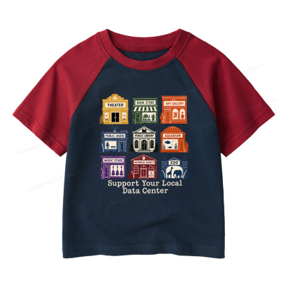 Pagewings Support Your Local Data Center Kids Raglan T-shirt 