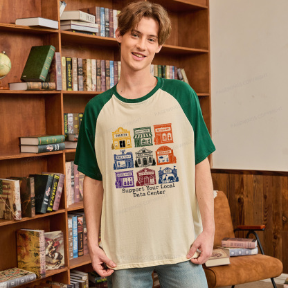 Pagewings Support Your Local Data Center Bookish Raglan T-shirt