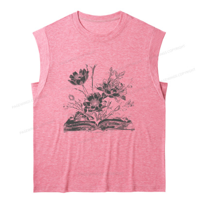 Pagewings Book and Flowers 16324 Bookish Women's Heather Tank Top