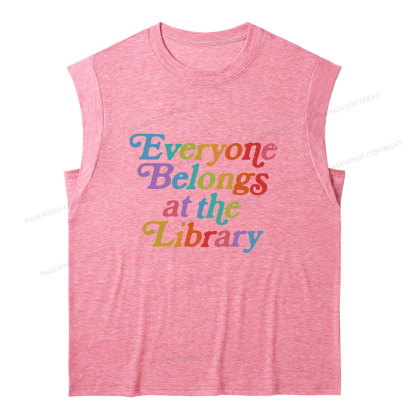 Pagewings Everyone belongs at the library 11357 Bookish Women's Heather Tank Top