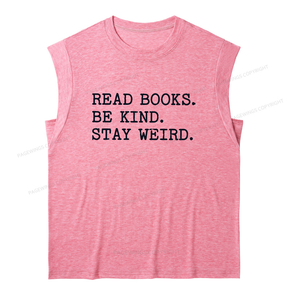 Pagewings Read Books Be Kind Stay Weird 16409 Bookish Women's Heather Tank Top