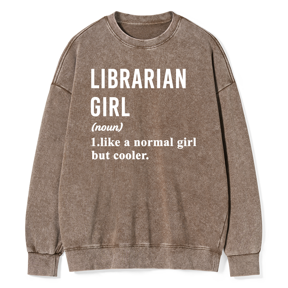 Pagewings Librarian Girl Unisex Washed Sweatshirt