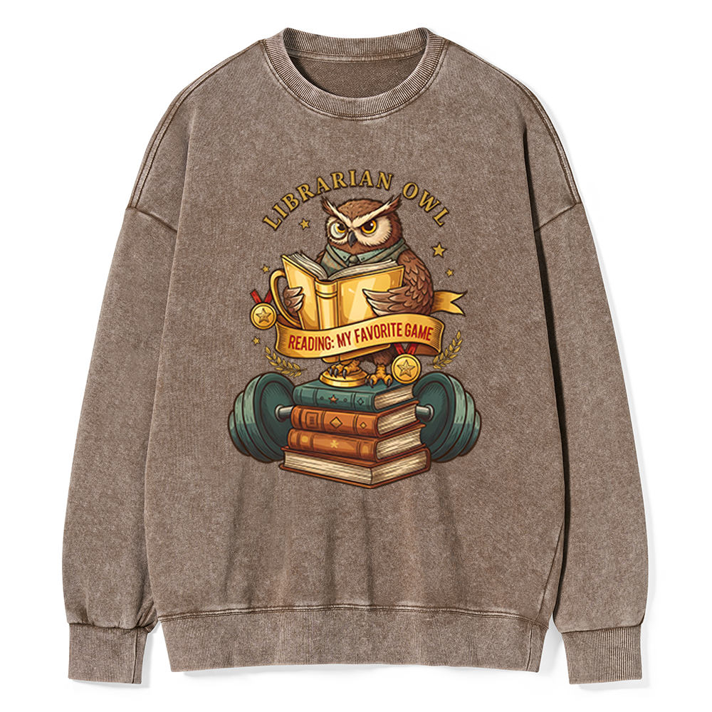 Pagewings Librarian Owl Unisex Washed Sweatshirt