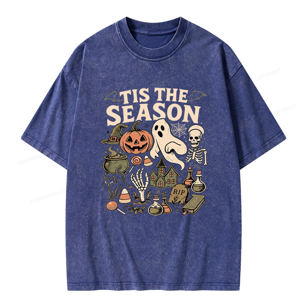 Pagewings Vintage Halloween Unisex Washed T-shirt