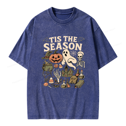 Pagewings Vintage Halloween Unisex Washed T-shirt