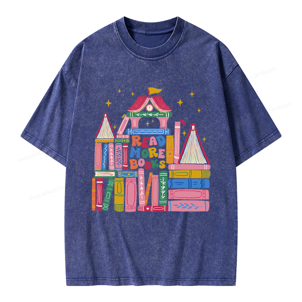 Pagewings Read More Books Unisex Washed T-shirt