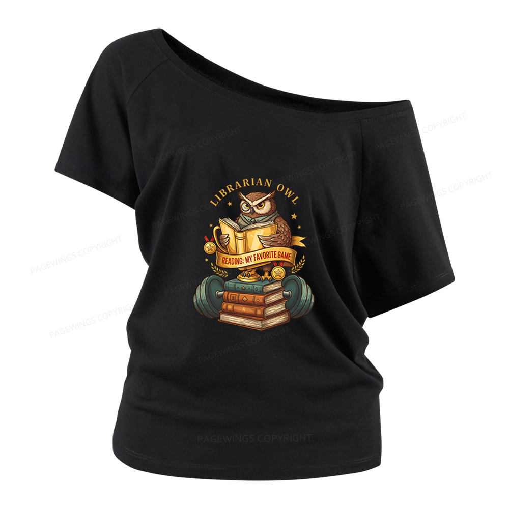 Pagewings Librarian Owl Women Off Shoulder T-shirts