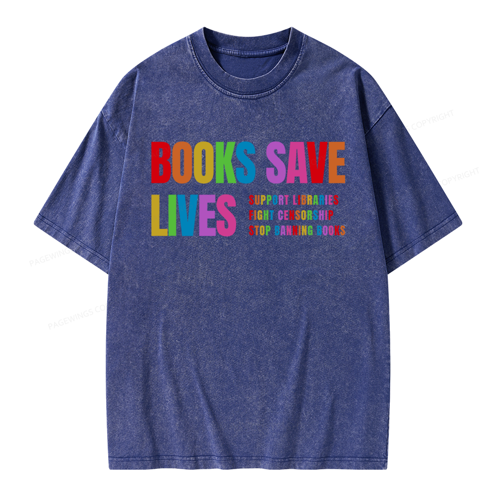 Pagewings Books Save Lives Unisex Washed T-shirt