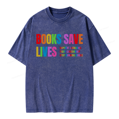 Pagewings Books Save Lives Unisex Washed T-shirt