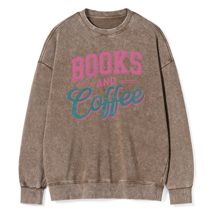 Pagewings Books And Coffee Unisex Washed Sweatshirt