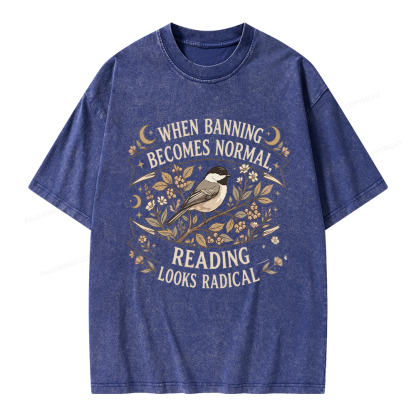 Pagewings Reading Looks Radical Unisex Washed T-shirt