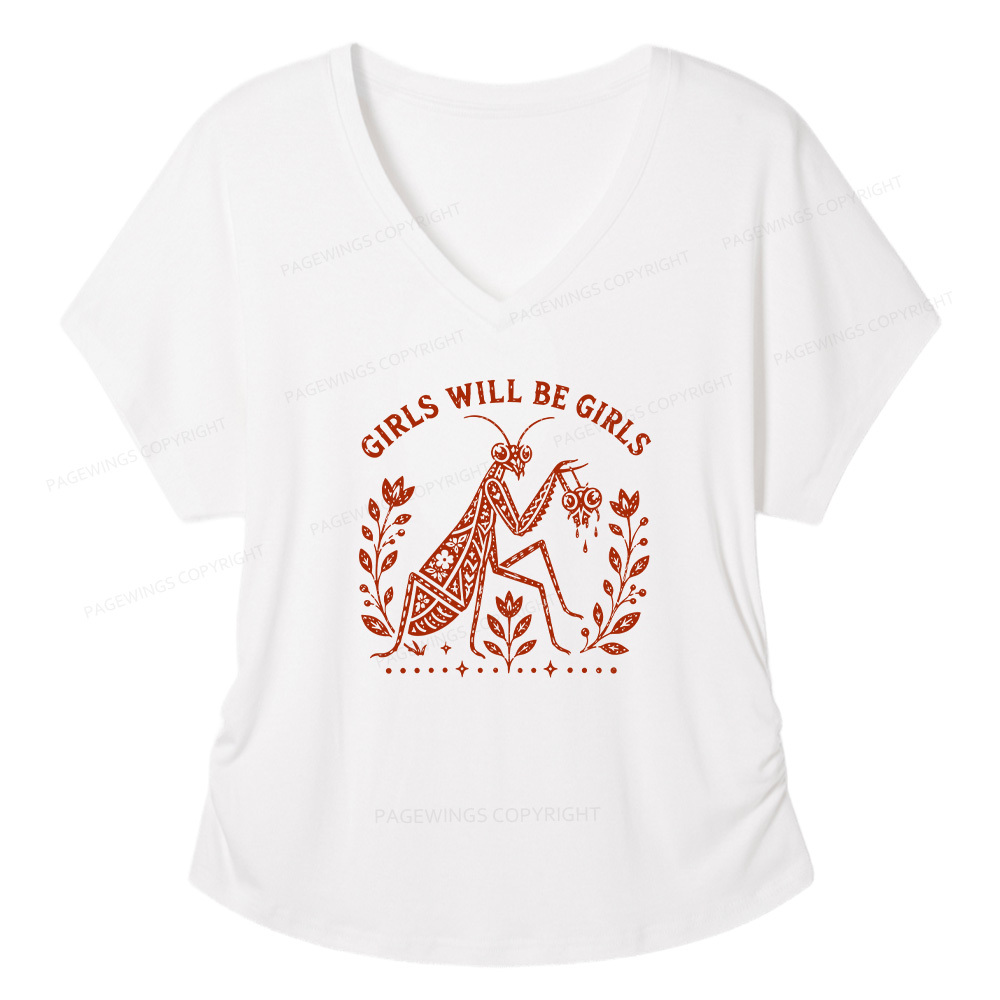 Pagewing Girls Will Be Girls16300 Soft Women's Modal V-neck T-shirt