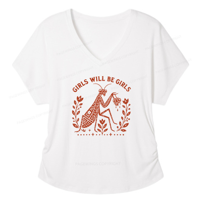 Pagewing Girls Will Be Girls16300 Soft Women's Modal V-neck T-shirt