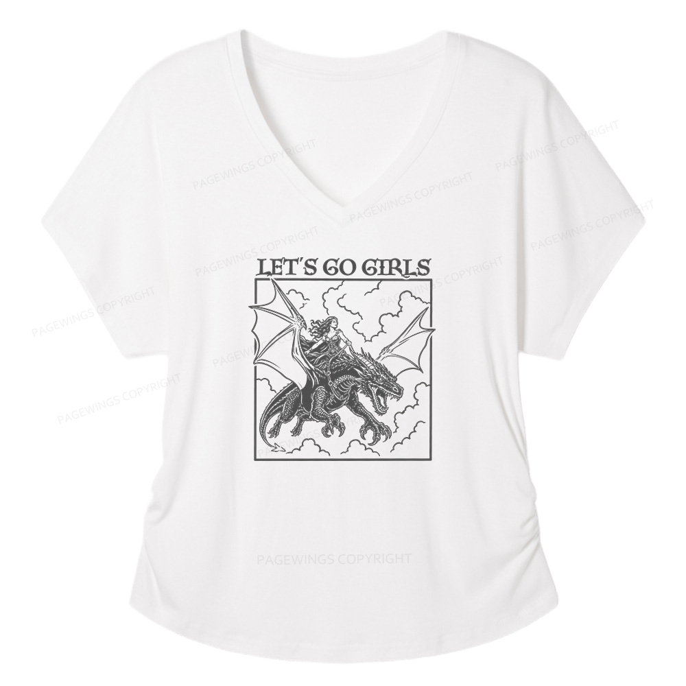 Pagewing Let's Go Girls16145 Soft Women's Modal V-neck T-shirt