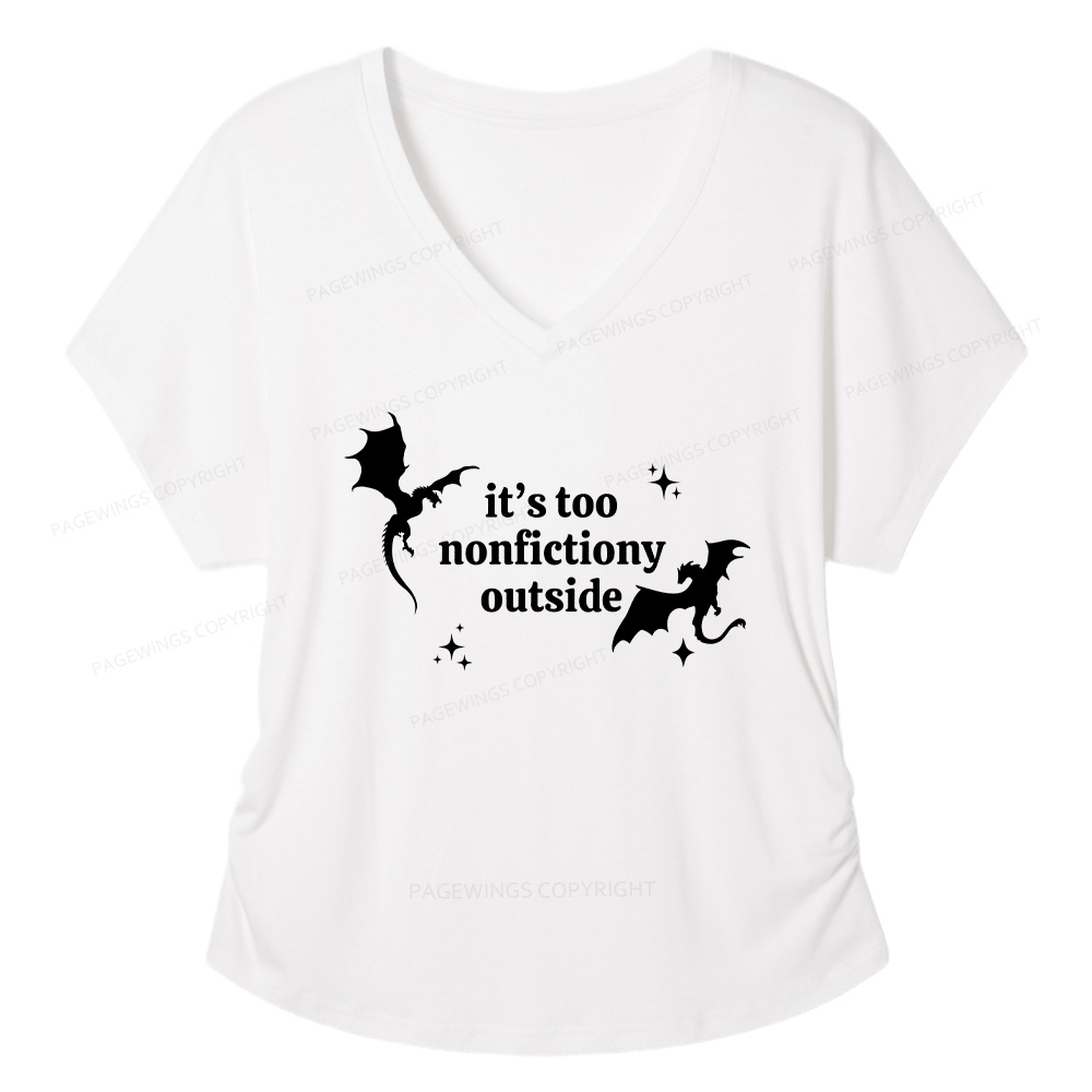Pagewings It’s Too Nonfictiony Outside13383 Soft Women's Modal V-neck T-shirt