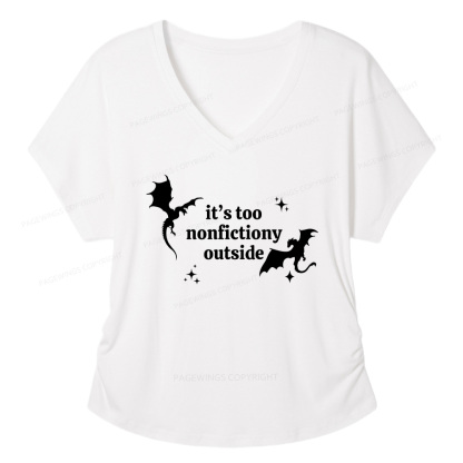 Pagewings It’s Too Nonfictiony Outside13383 Soft Women's Modal V-neck T-shirt