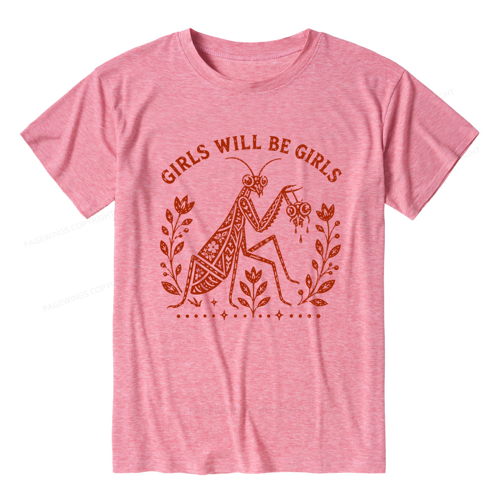 Pagewing Girls Will Be Girls16300 Bookish Unisex Heather T-Shirt