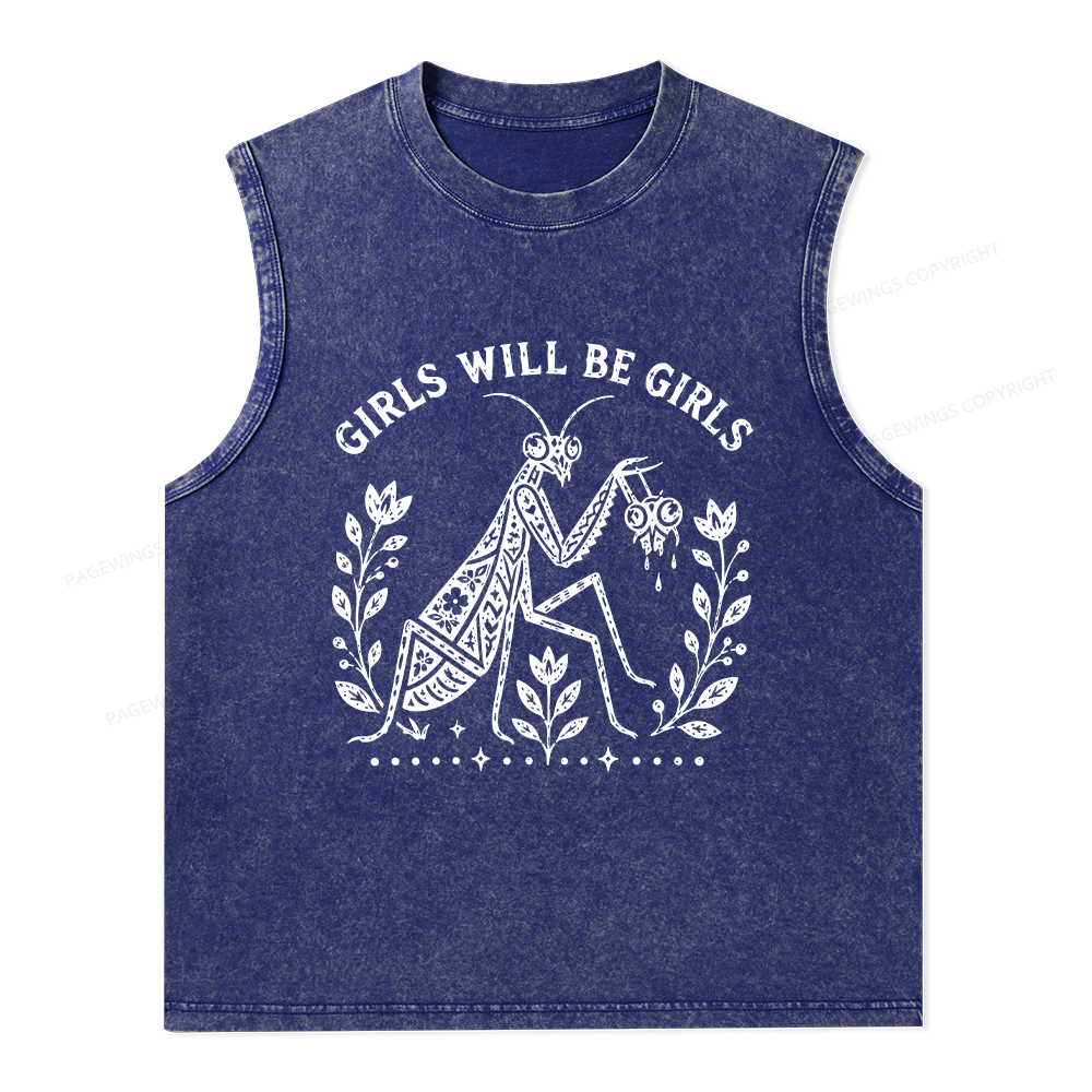Pagewing Girls Will Be Girls16300 Bookish Unisex Washed Tank Top
