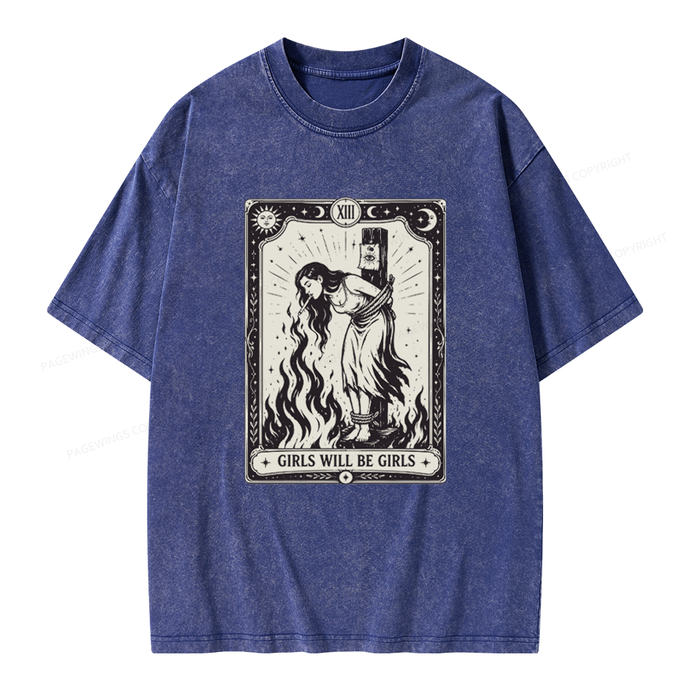 Pagewings Girls Will Be Girls Unisex Washed T-shirt