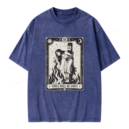 Pagewings Girls Will Be Girls Unisex Washed T-shirt