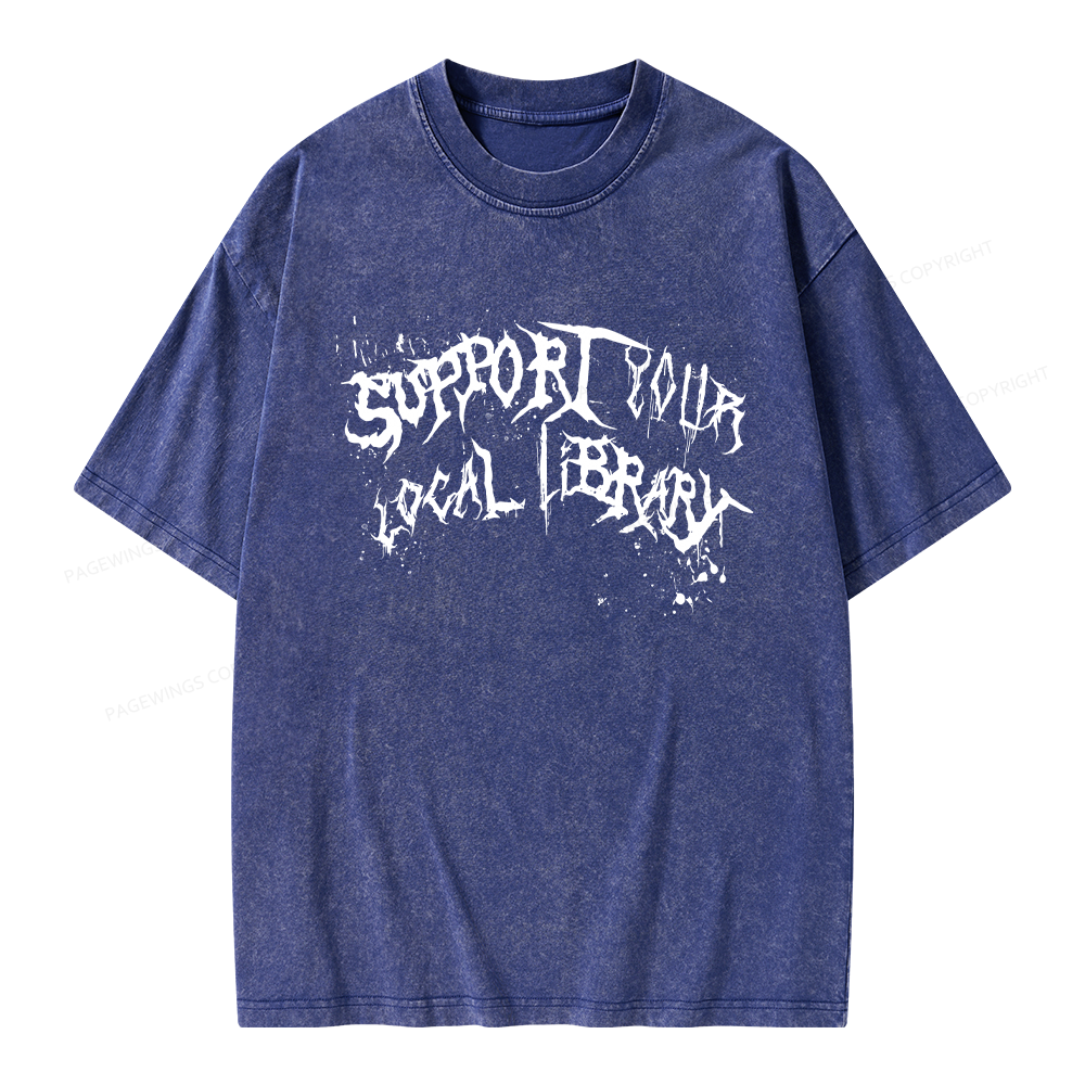 Pagewings Support Your Local Library Unisex Washed T-shirt