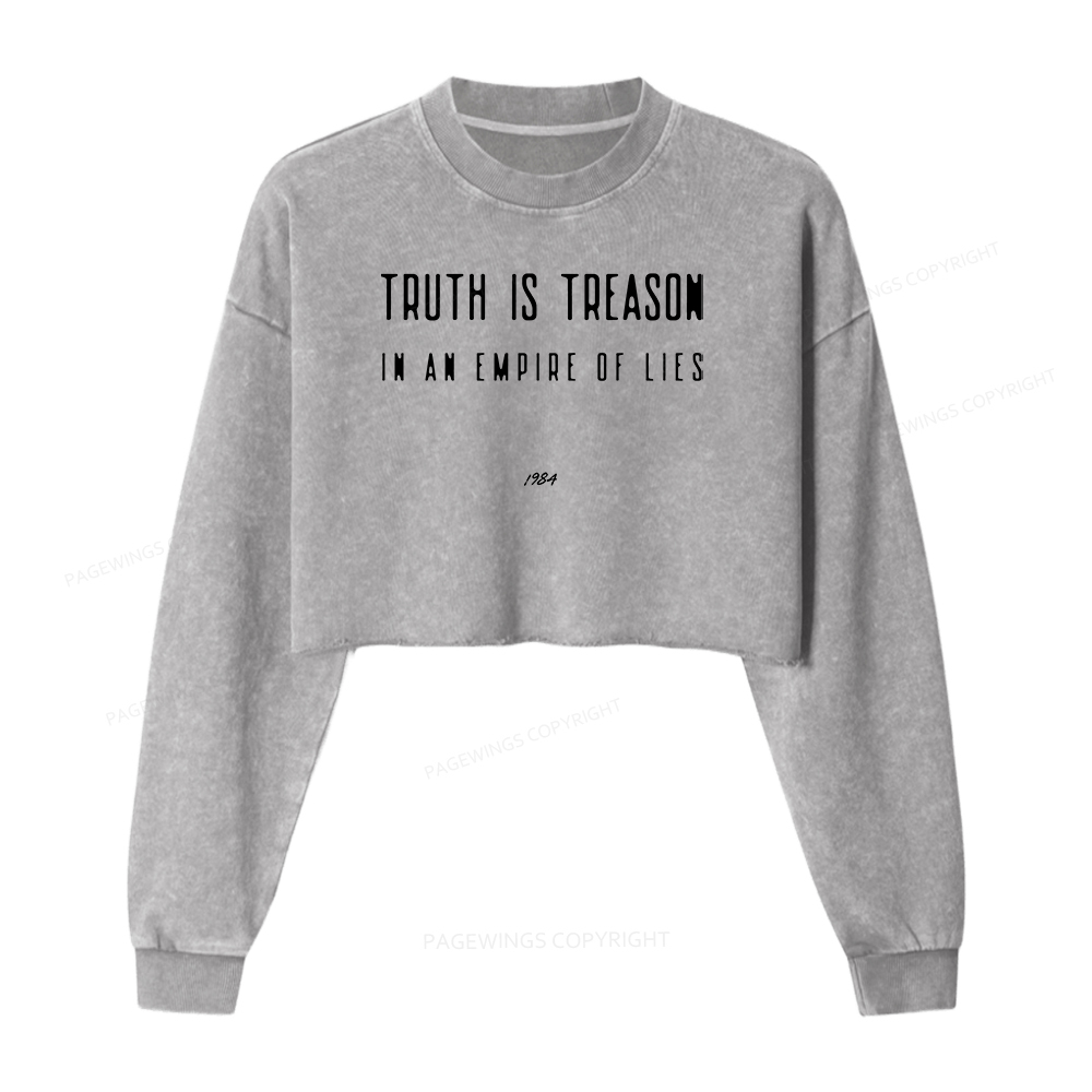 Pagewings Dystopian Book Lover 16415 Bookish Washed Crop Sweatshirt