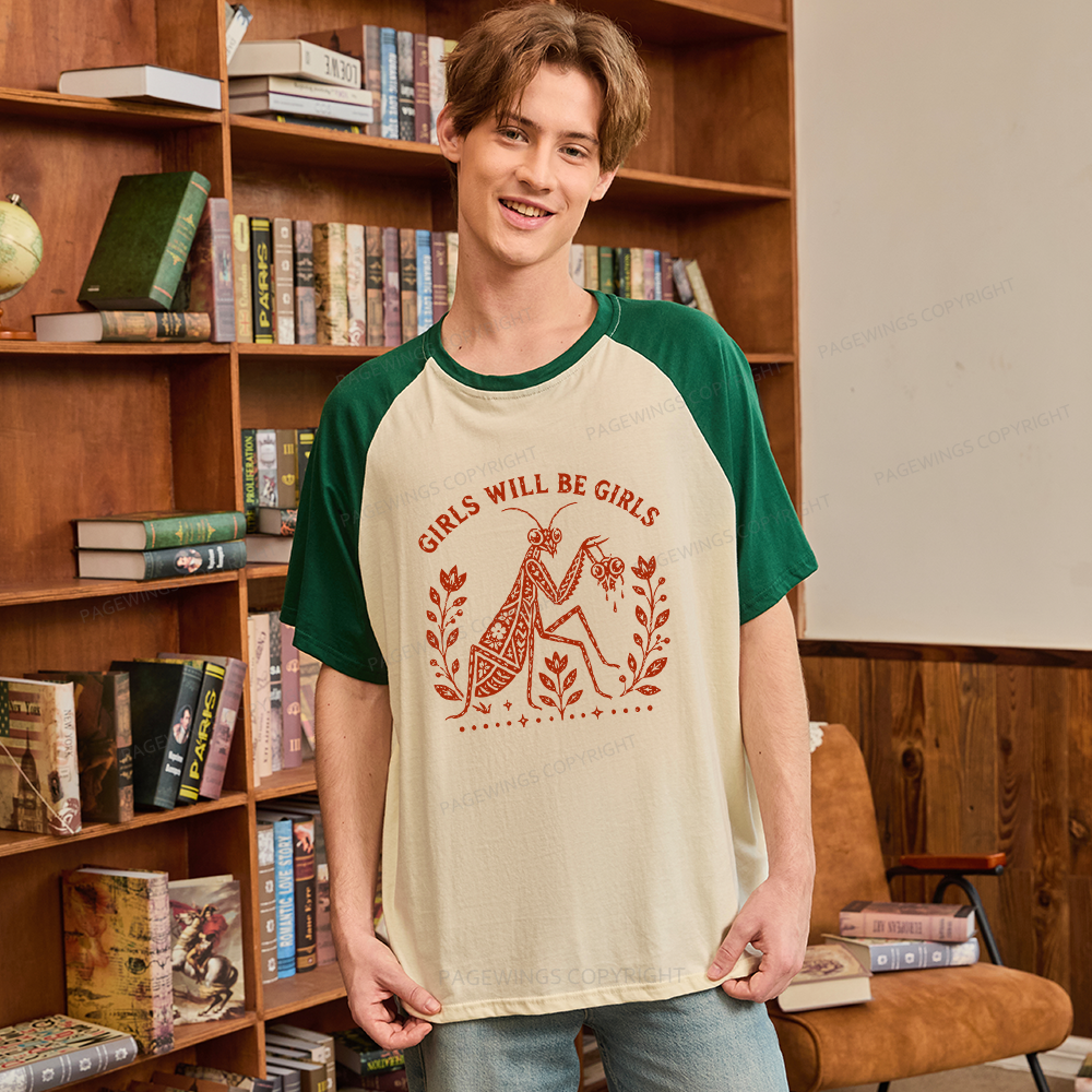 Pagewing Girls Will Be Girls16300 Bookish Raglan T-shirt