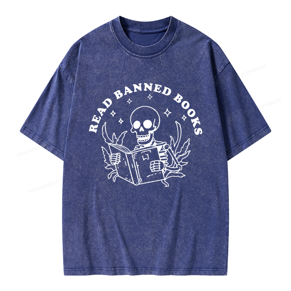 Pagewings Read Banned Books Unisex Washed T-shirt