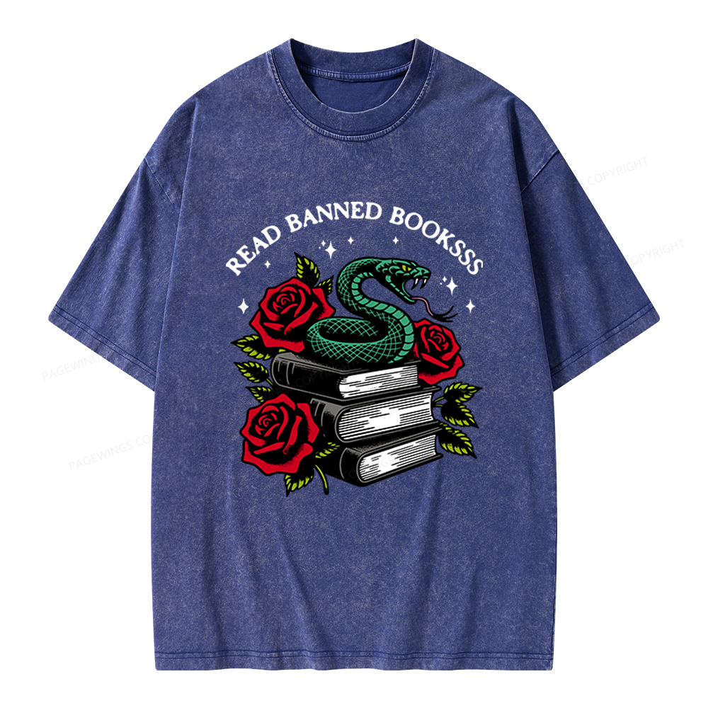 Pagewings Read Banned Books Unisex Washed T-shirt
