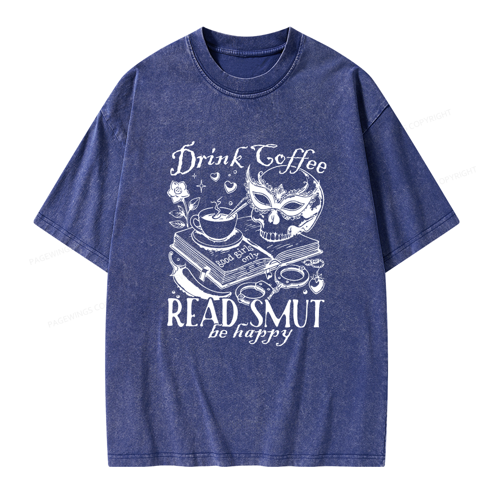 Pagewings Drink Coffee Read Smut Unisex Washed T-shirt