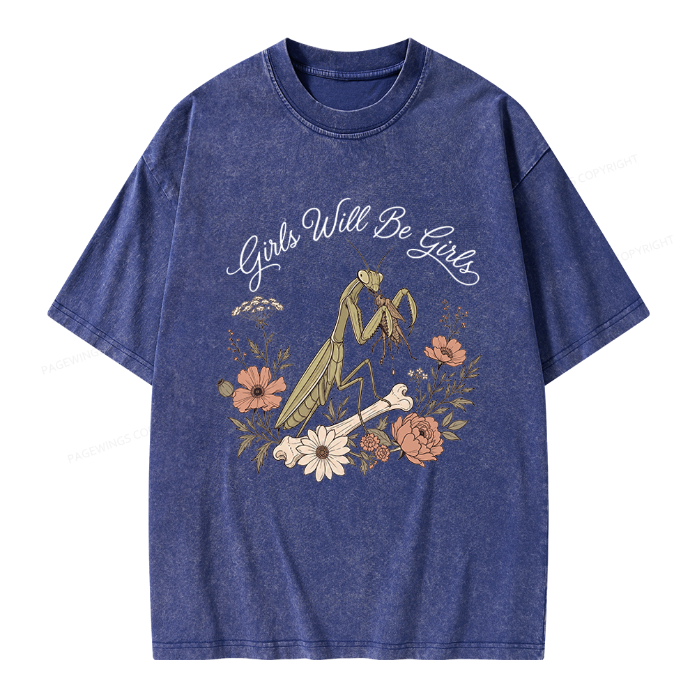 Pagewings Girls Will Be Girls Unisex Washed T-shirt