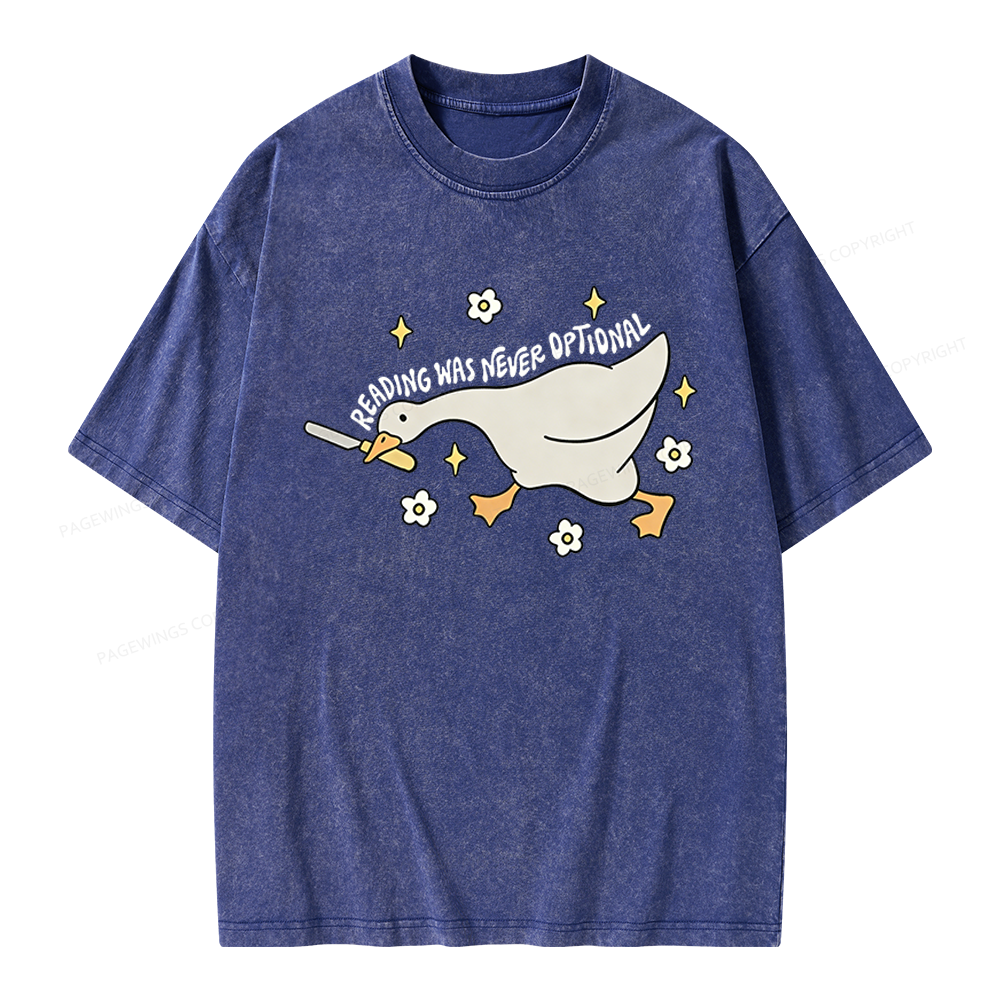 Pagewings Reading Was Never An Option Unisex Washed T-shirt