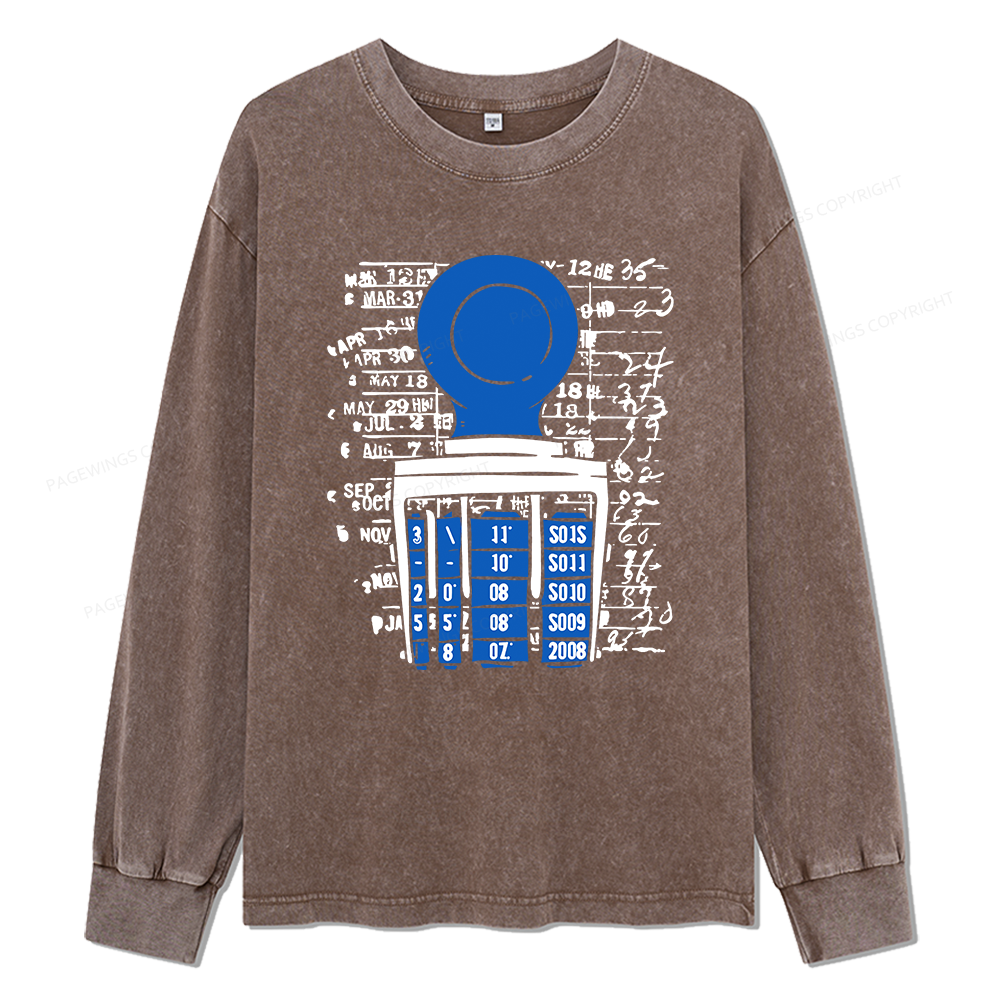 Pagewings Books Library Stamp Unisex Washed Long Sleeve T-shirt