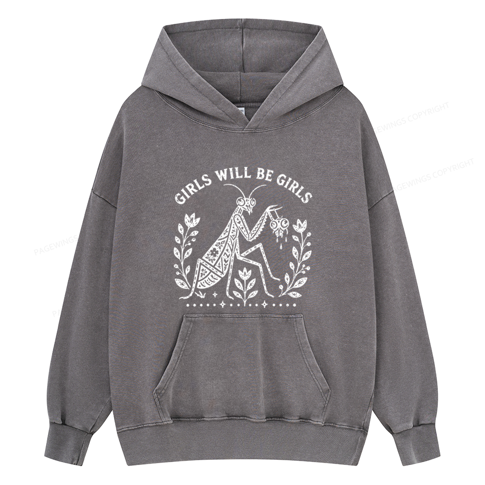 Pagewings Girls Will Be Girls Unisex Washed Hoodie
