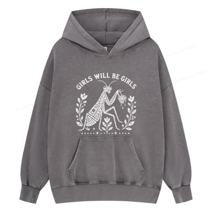 Pagewings Girls Will Be Girls Unisex Washed Hoodie