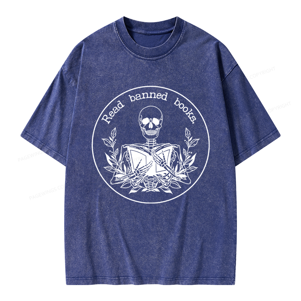 Pagewings Read Banned Books Unisex Washed T-shirt