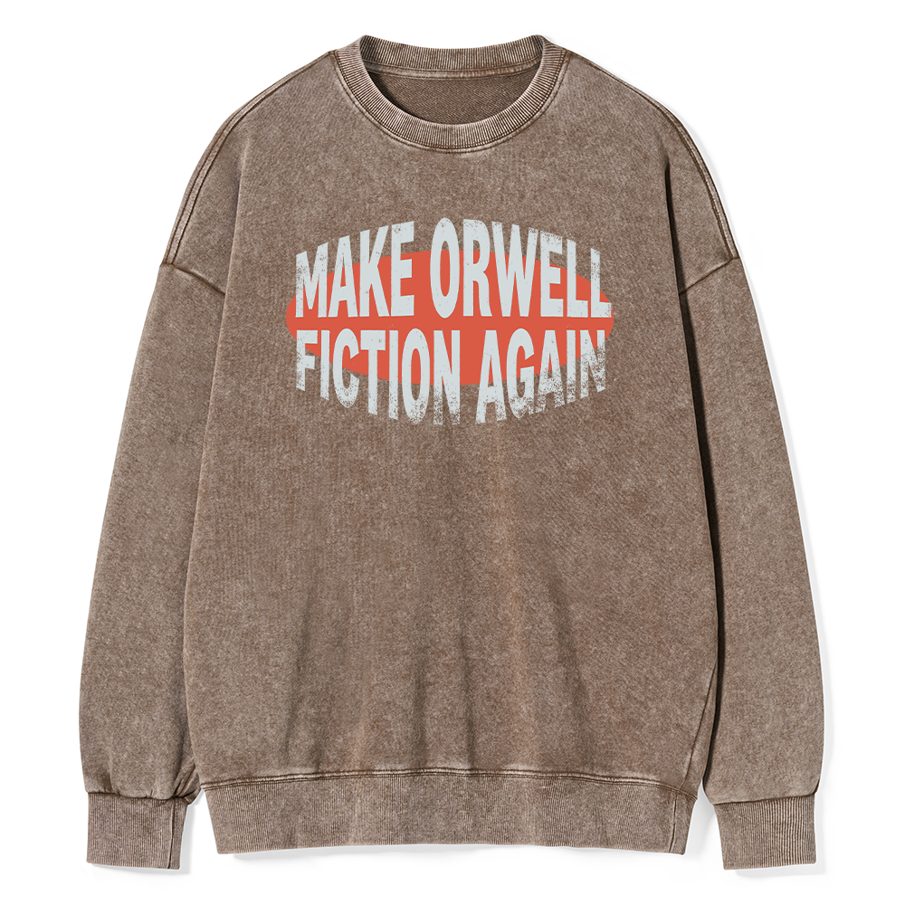 Pagewings Make Orwell Fiction Again Unisex Washed Sweatshirt