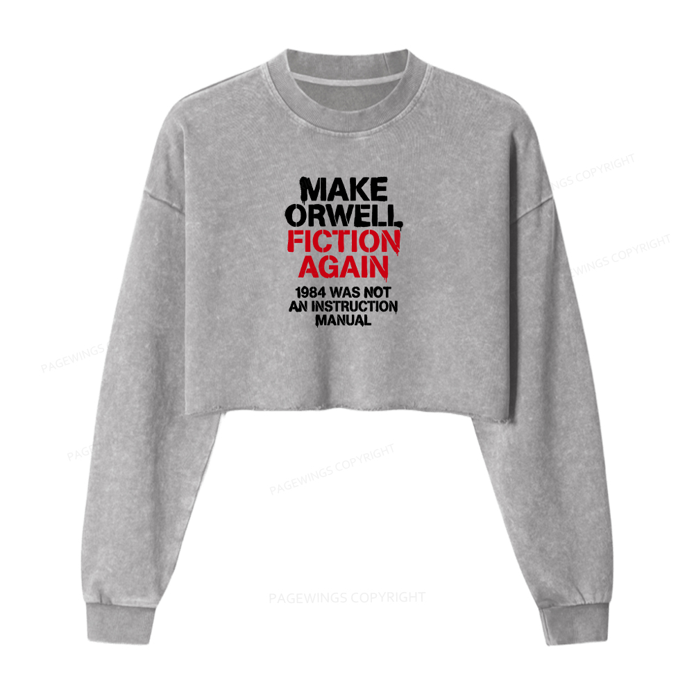 Pagewings Dystopian Bookish Washed Crop Sweatshirt