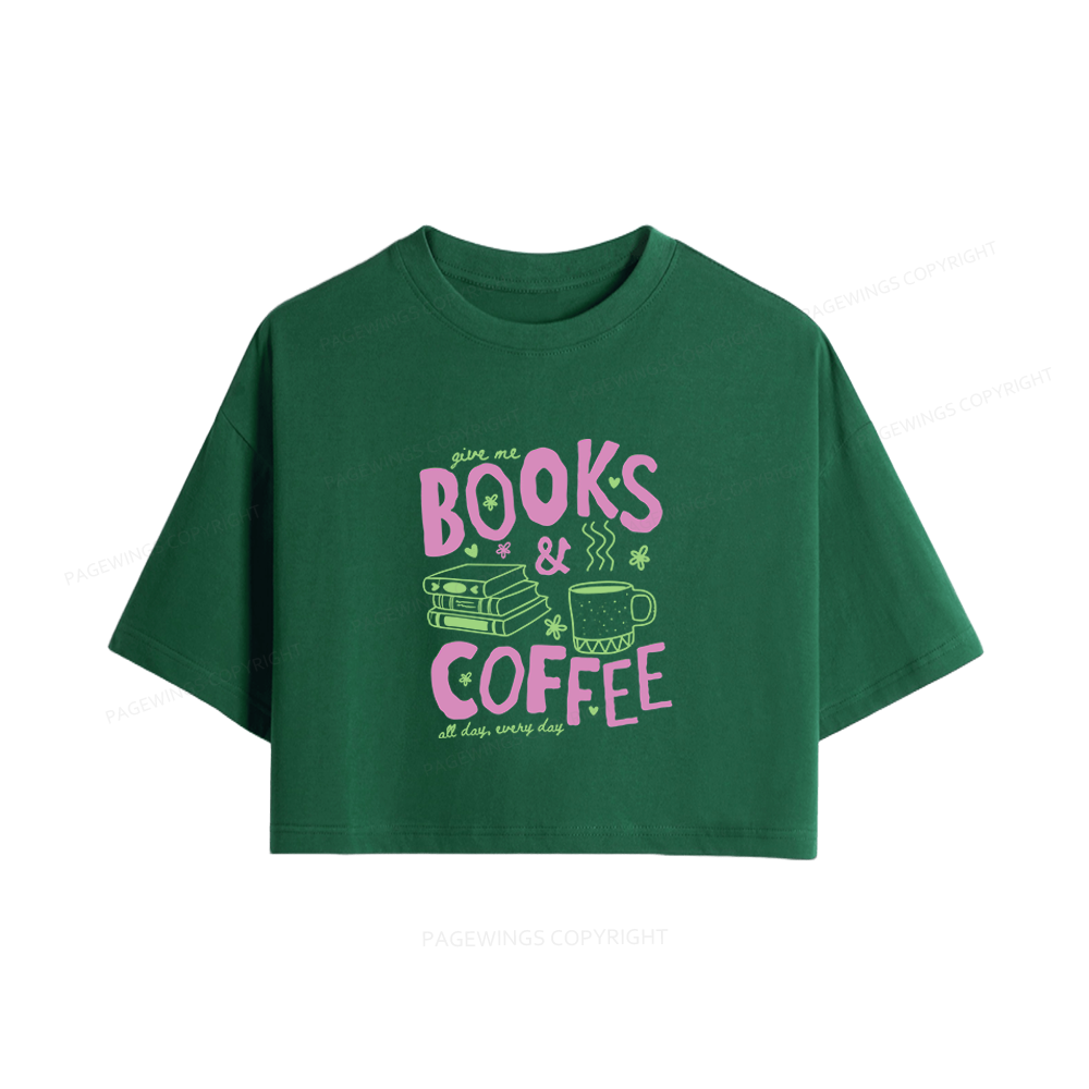 Pagewings Books and Coffee Women Crop Tops