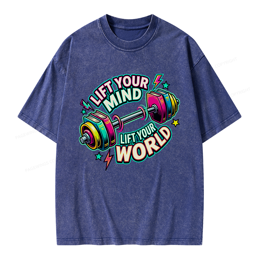 Pagewings Lift Your Mind Lift Your World Unisex Washed T-shirt