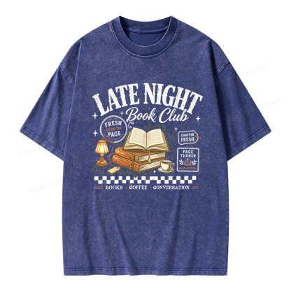 Pagewings Late Night Book Club Unisex Washed T-shirt