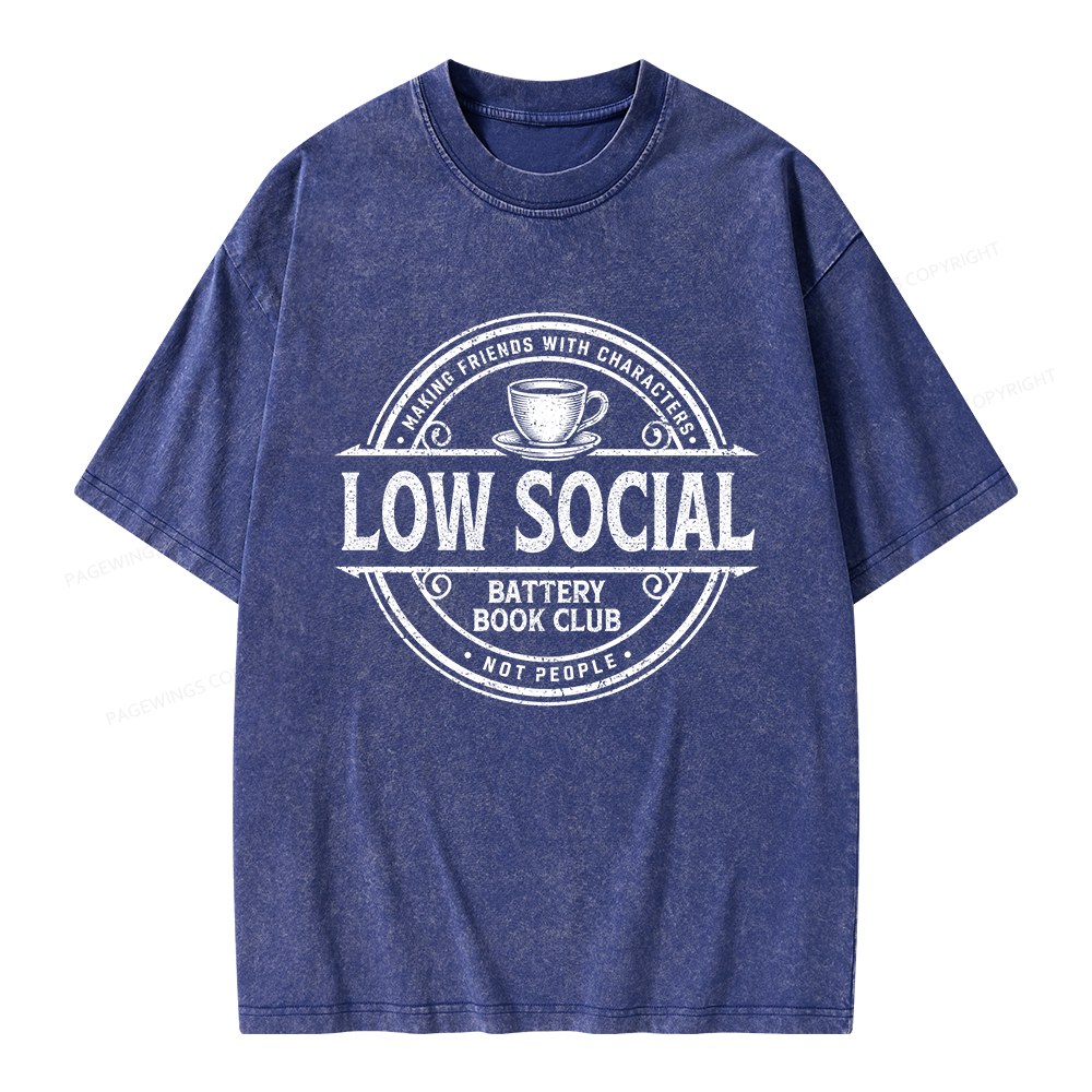 Pagewing Anti Social Book Club Unisex Washed T-shirt