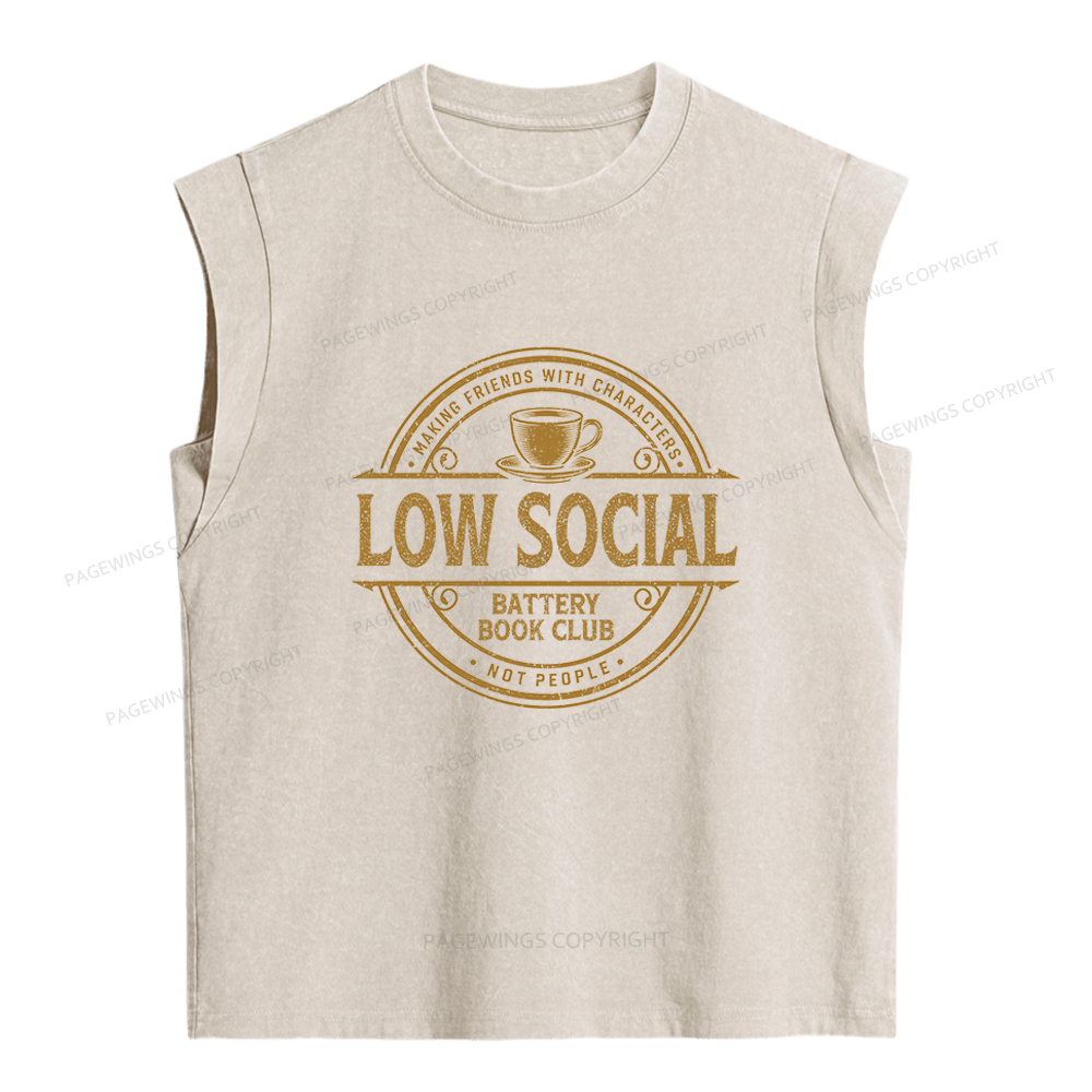 Pagewing Anti Social Book Club Women's Washed Tank Top