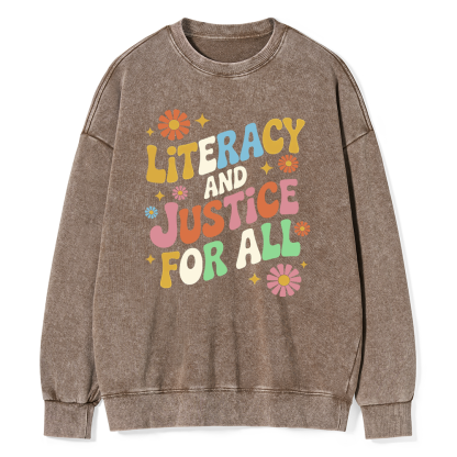 Pagewings Literacy And Justice For All Unisex Washed Sweatshirt
