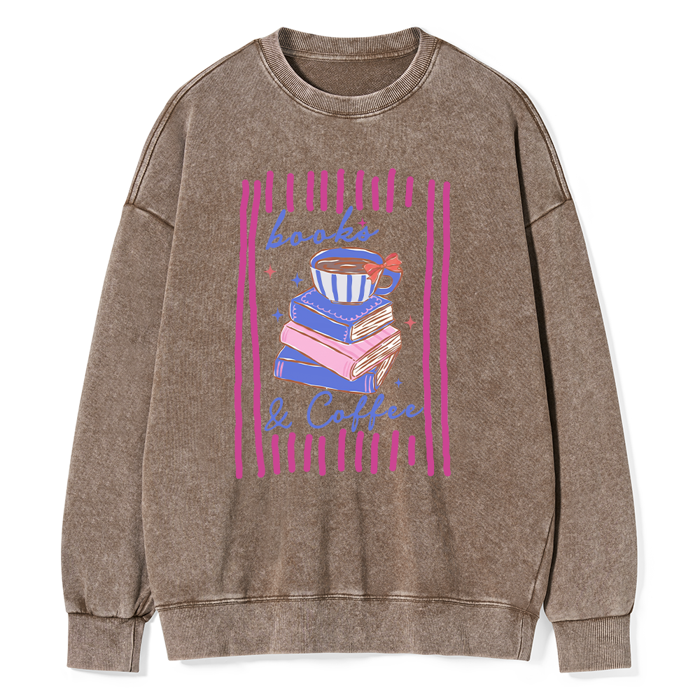 Pagewings Books and Coffee Unisex Washed Sweatshirt