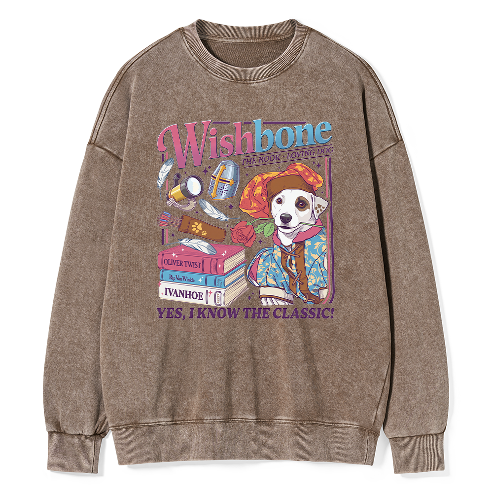 Pagewings Wishbone Dog Unisex Washed Sweatshirt