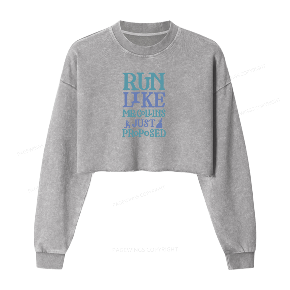 Pagewings Love Book Fan Washed Crop Sweatshirt