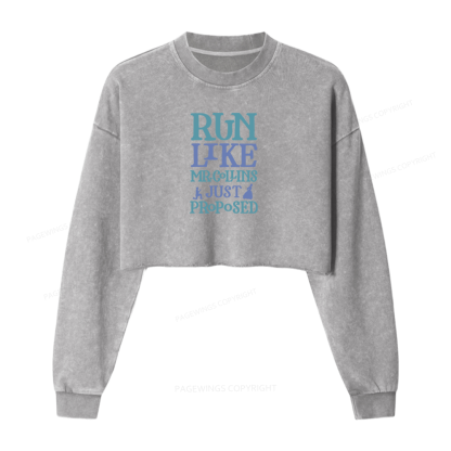 Pagewings Love Book Fan Washed Crop Sweatshirt