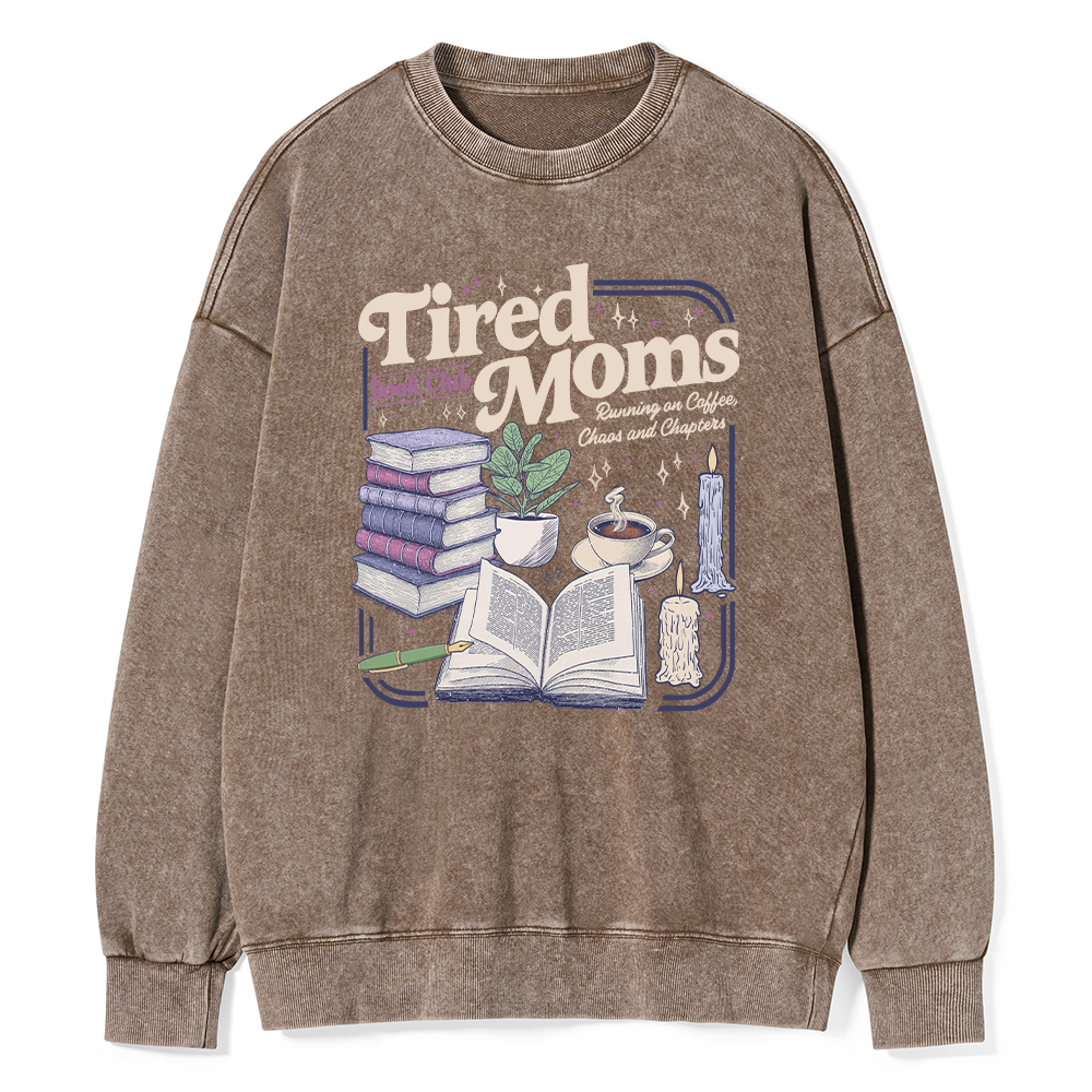 Pagewings Tired Moms Book Club Unisex Washed Sweatshirt